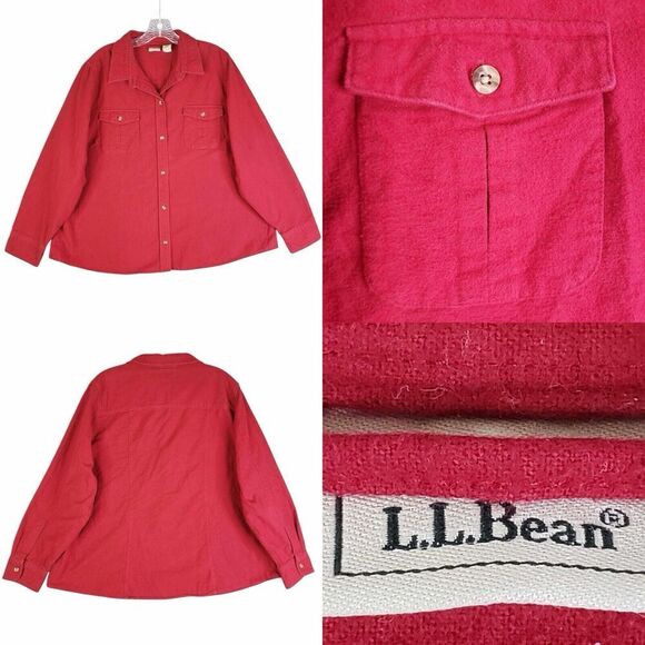 LL Bean Button Down Shirt Long Sleeve Women’s Plus Size 2X Red Cotton - Picture 1 of 9